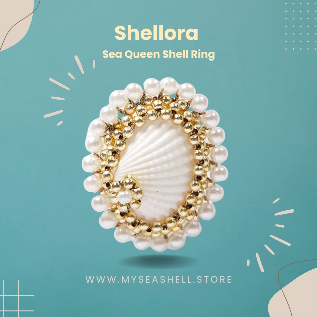 Sea Shell Ring,Handmade Shell Jewelry,Indian Haldi Jewelry,Brass Metal Jewelry,Pearl Shell Ring,Traditional Handcrafted Rings,Women’s Statement Jewelry,Unique Handmade Rings,Shell Jewelry Online Store,Customizable Jewelry India